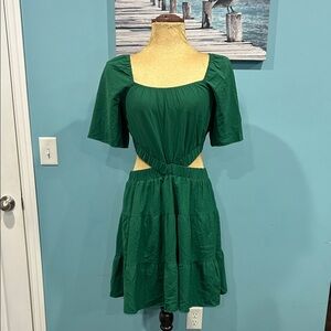 Elegant Emerald Cutout Mini Dress